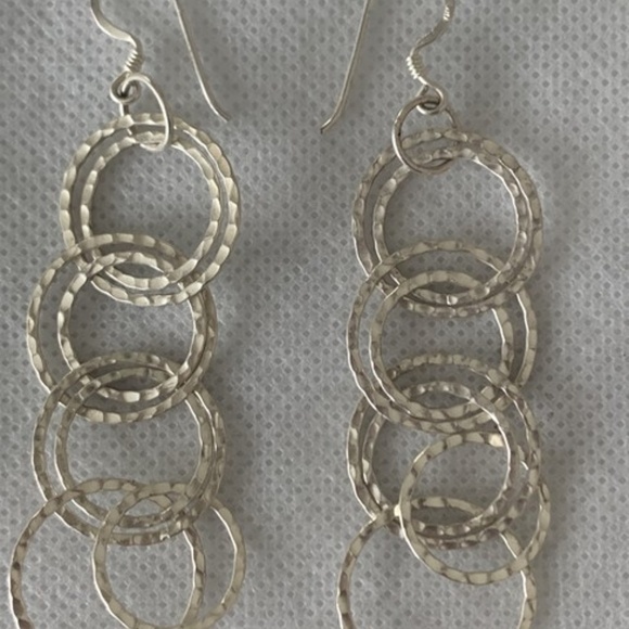 Nordstrom Sterling Silver Hammered Drop Circle Earrings - Picture 4 of 5